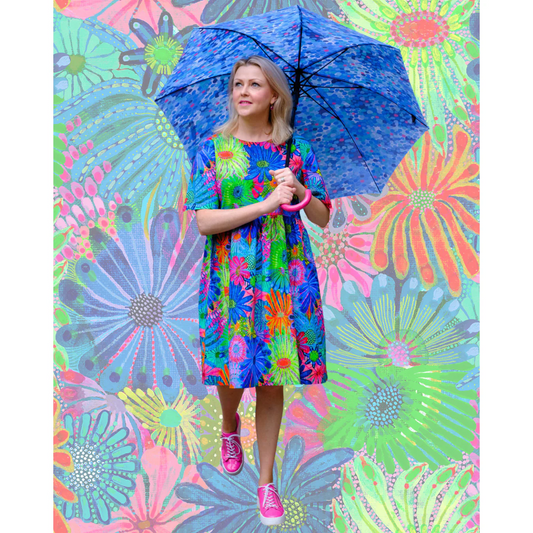 Lordy Dordy Summer Smock Dress in Garden of Eden
