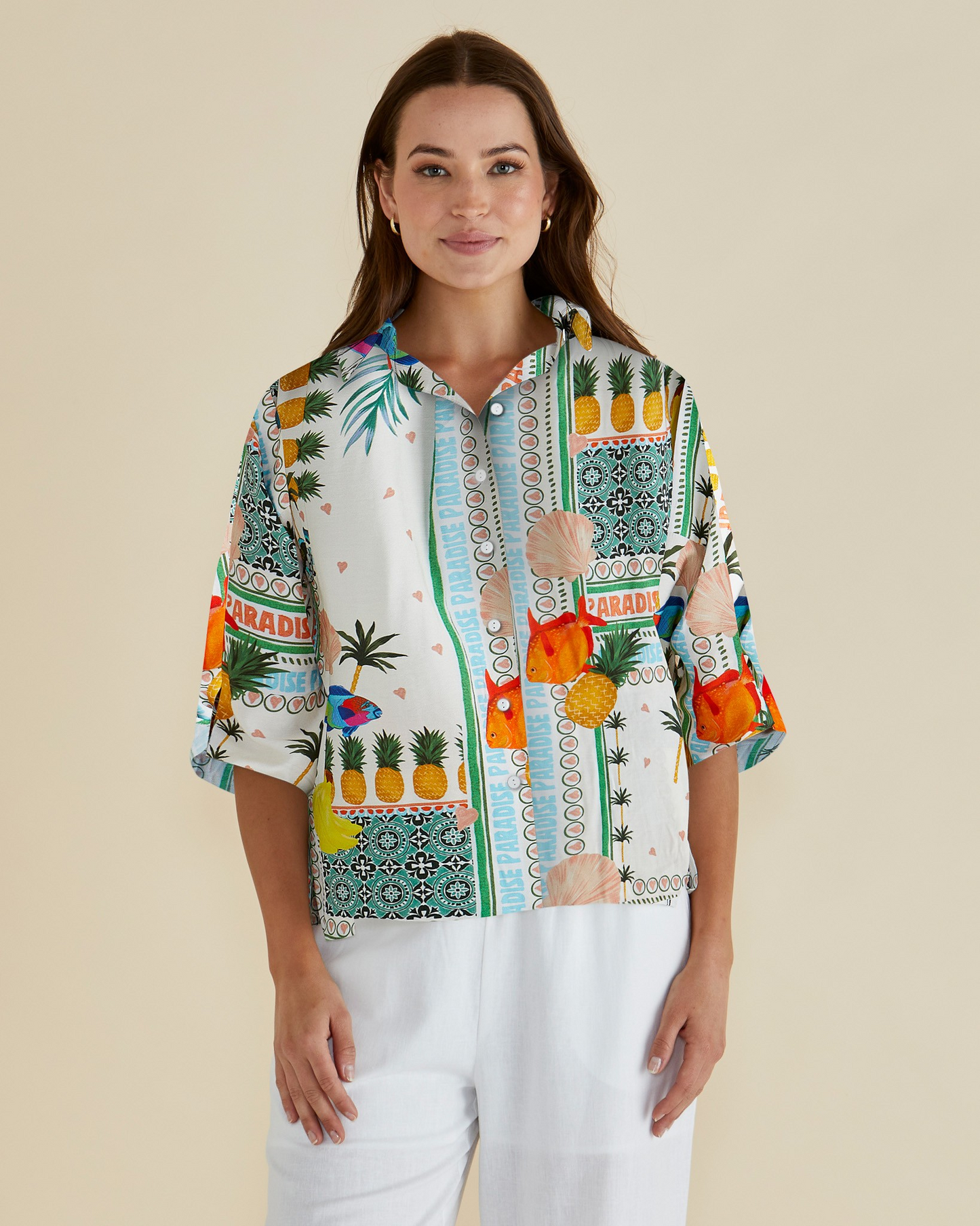 Betty Basics Lynwood Paradise Print Shirt