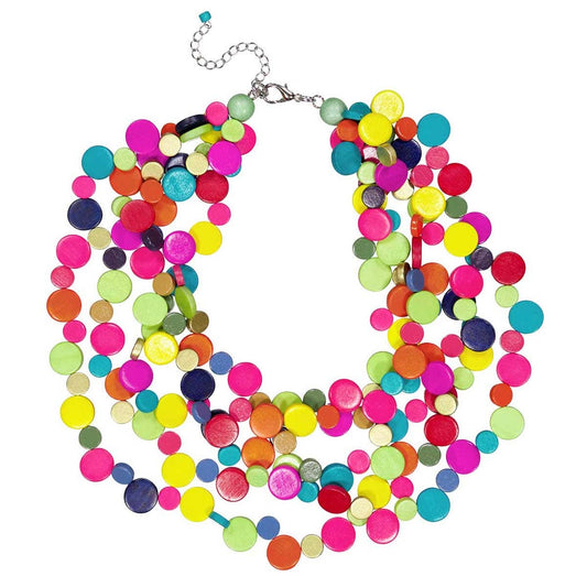 Smartie Multi Strand Wood Necklace: Multi