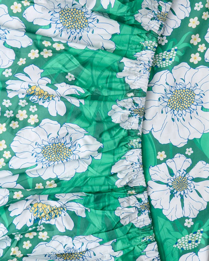 Kip and Co Tumbling Flowers Green Organic Cotton