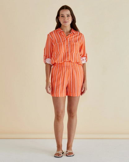 Betty Basics Malta Short - Peach Stripe