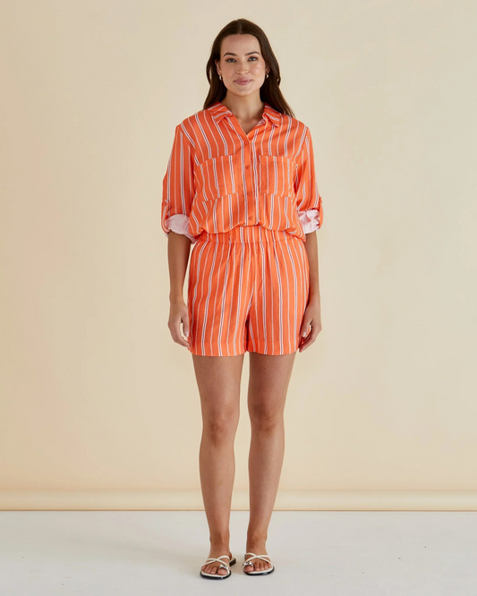Betty Basics Malta Short - Peach Stripe
