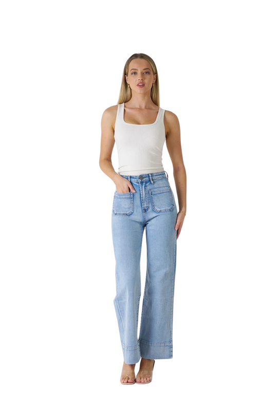 Wakee Denim - 3084 Light Wash Patch Pocket Jeans