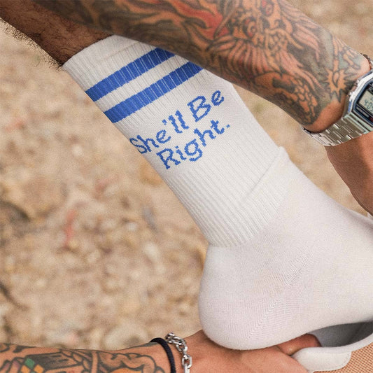 She'll Be Right Socks in White: White, 6-10