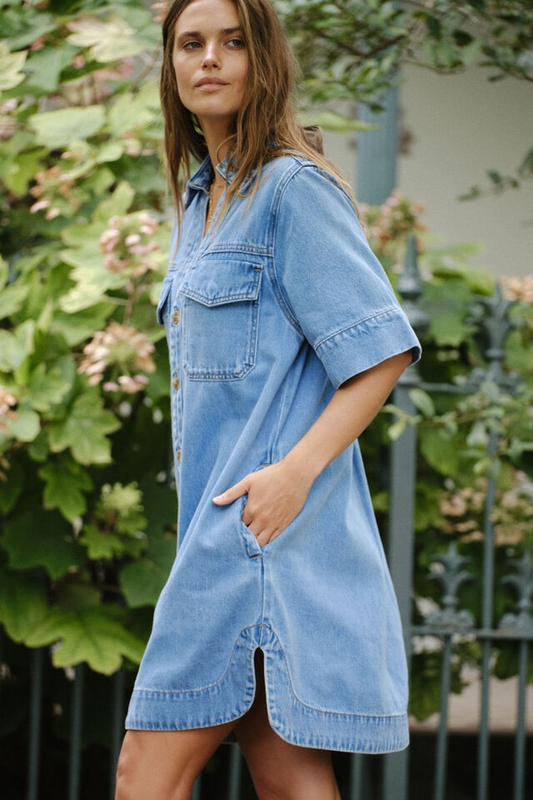 Ceres Life Relaxed Shirtdress Mid Vintage Blue