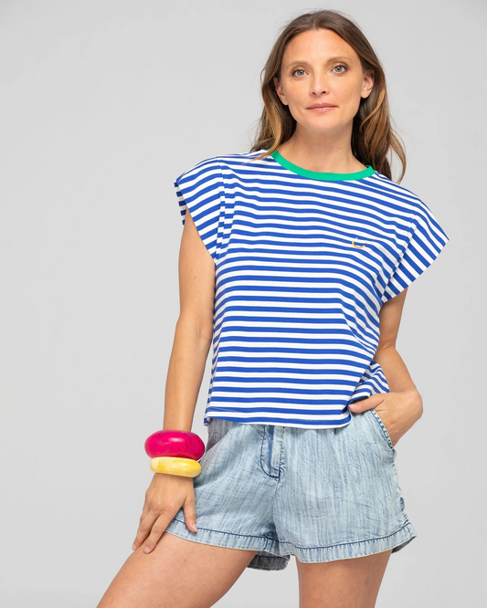 Boom Shankar Bellissimo Tee - Blue Stripe