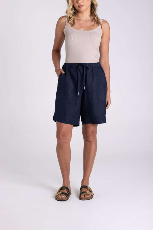 Two T's Linen Short Navy