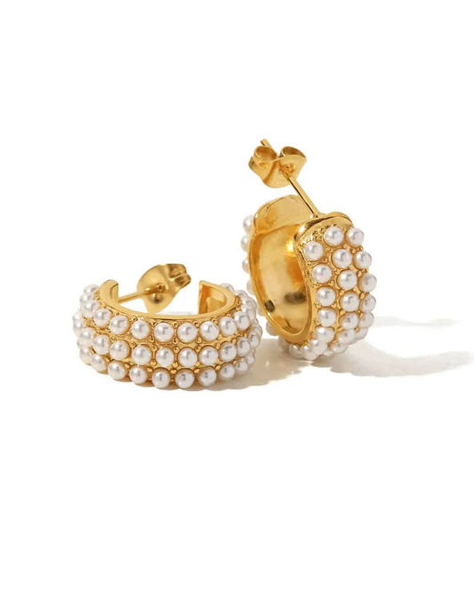 Greenwood Designs Vivienne Multi Pearl Studded Hoop Earrings