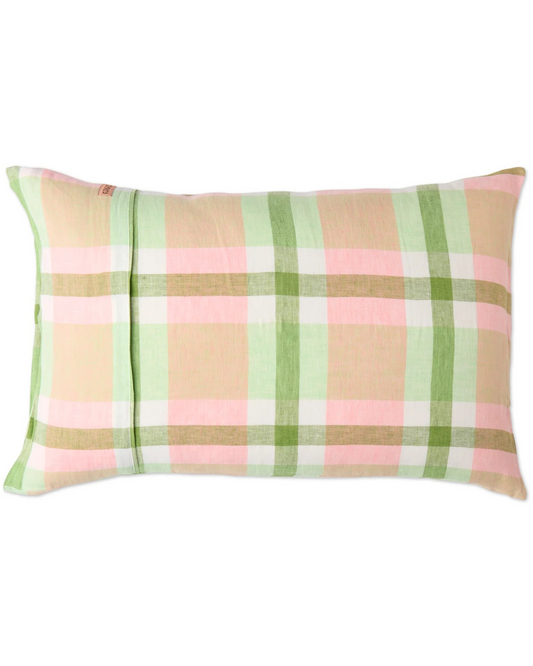 Kip and Co Pistachio Tartan Linen Pillowcases Standard Set
