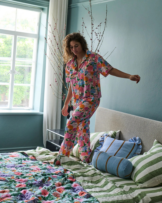 Kip And Co Follow The Sun Adult Organic Cotton Short Sleeve Shirt & Pant PJ Set