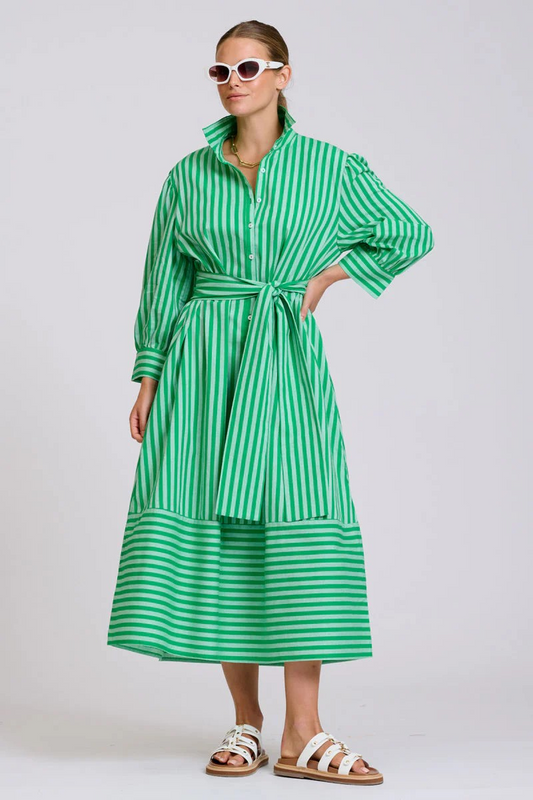 Shirty Martha Oversized Shirt Dress - Double Green Stripe