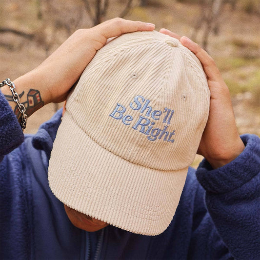 She'll Be Right Cord Cap in Nautical: Ecru, OS