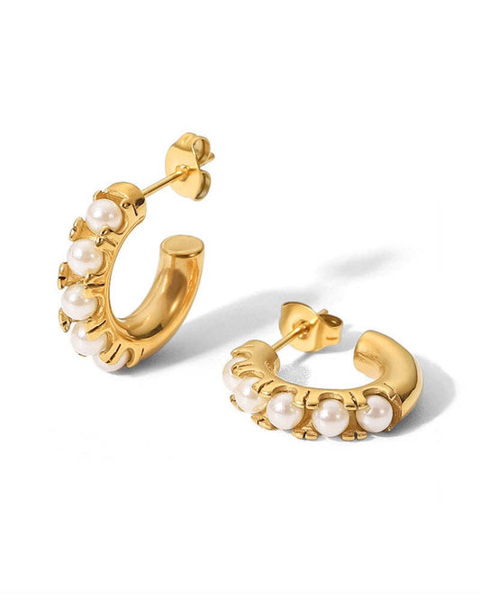Greenwood Designs Sylvie Pearl Studded Hoop Earrings
