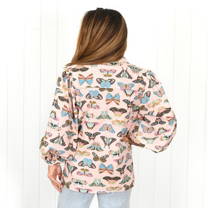 Palm Cove Emerge Pink Butterfly "Scarlett" Top