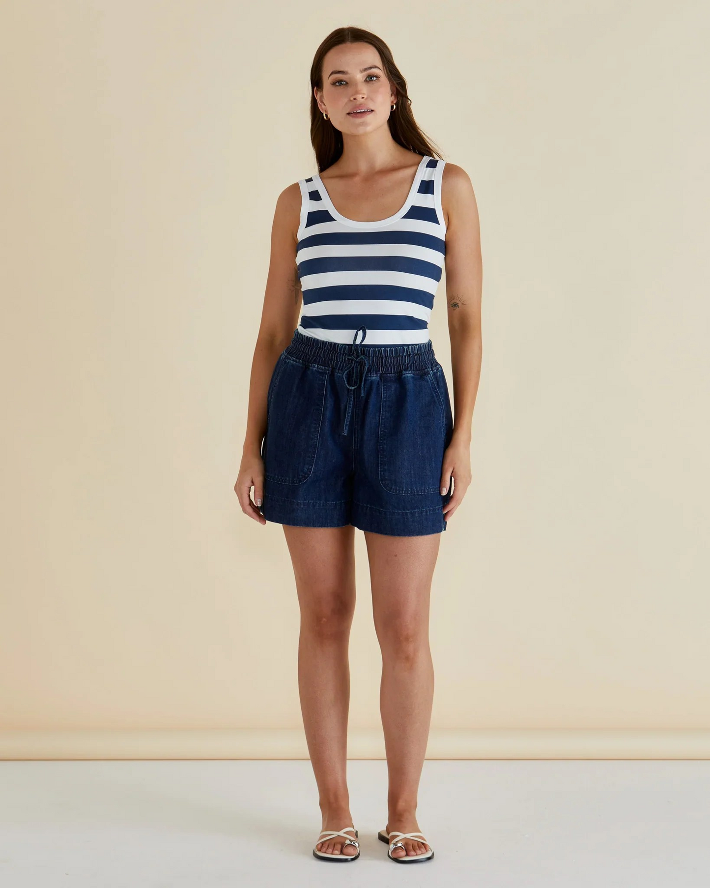 Betty Basics Relax Denim Short Dark Denim