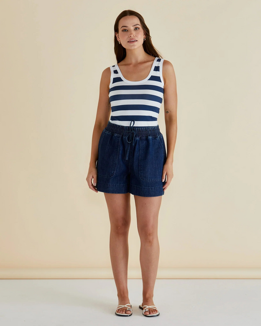 Betty Basics Relax Denim Short Dark Denim