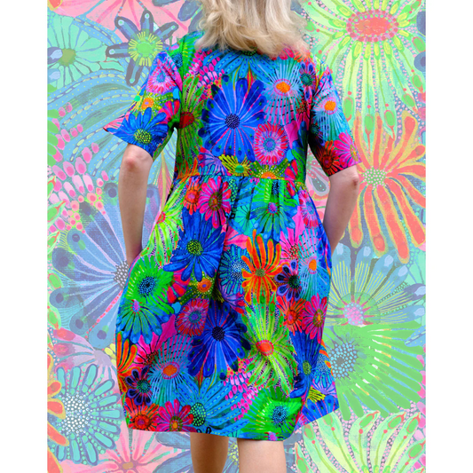 Lordy Dordy Summer Smock Dress in Garden of Eden