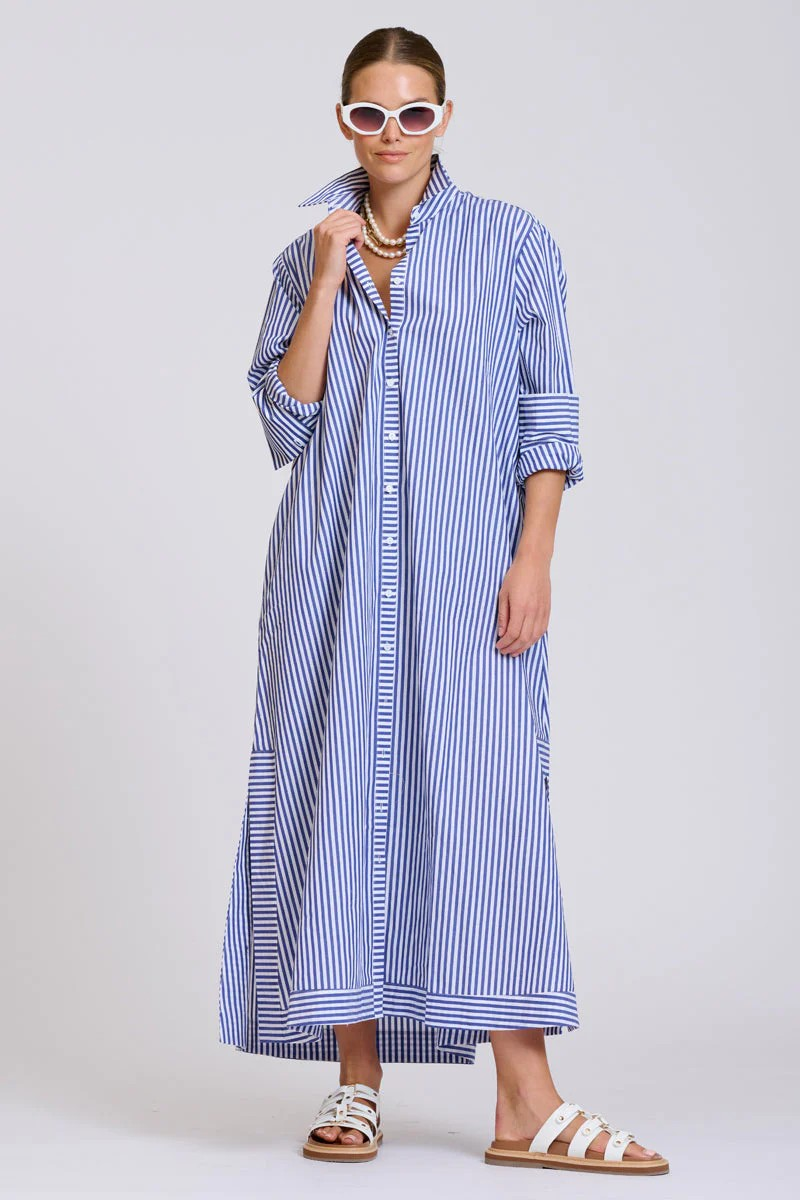 Shirty Sybil Oversized Dress - Navy Stripe