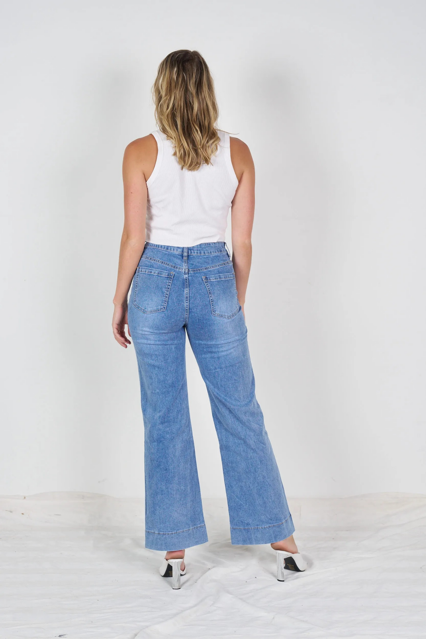 Wakee Denim - 7147 Front Patch Pocket Mid Blue Jean