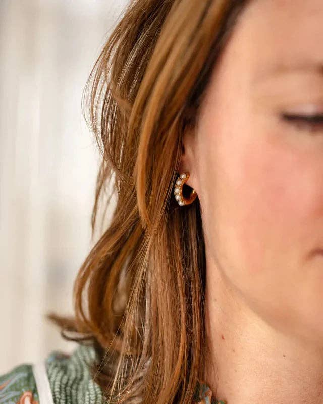 Greenwood Designs Sylvie Pearl Studded Hoop Earrings