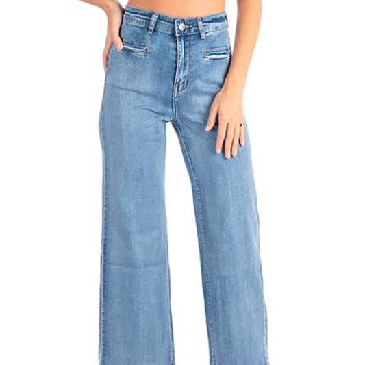 Wakee Denim Slit Pocket Washed Denim Jean