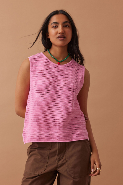 Ceres Life Margot Mesh Knit Tank - Hibiscus Pink