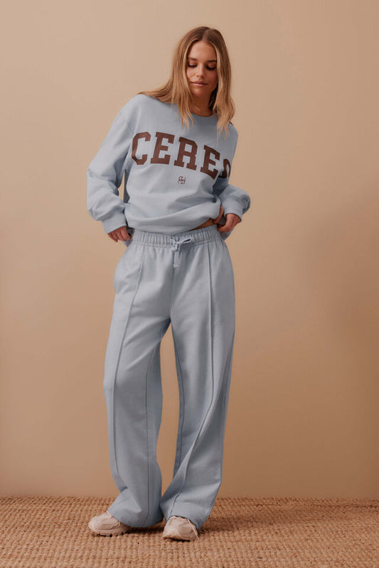 Ceres Life Gracie Relaxed Pin Tuck Trackpant - Chalk Blue