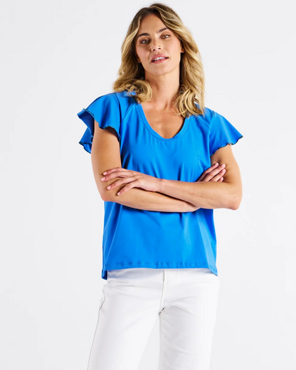 Betty Basics Magnolia Frill Sleeve Top