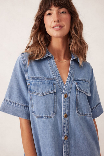 Ceres Life Relaxed Shirtdress Mid Vintage Blue