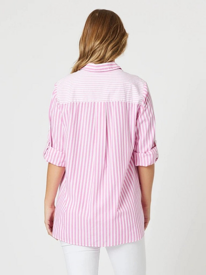 Threadz Skyler Stripe Shirt - Pink/White
