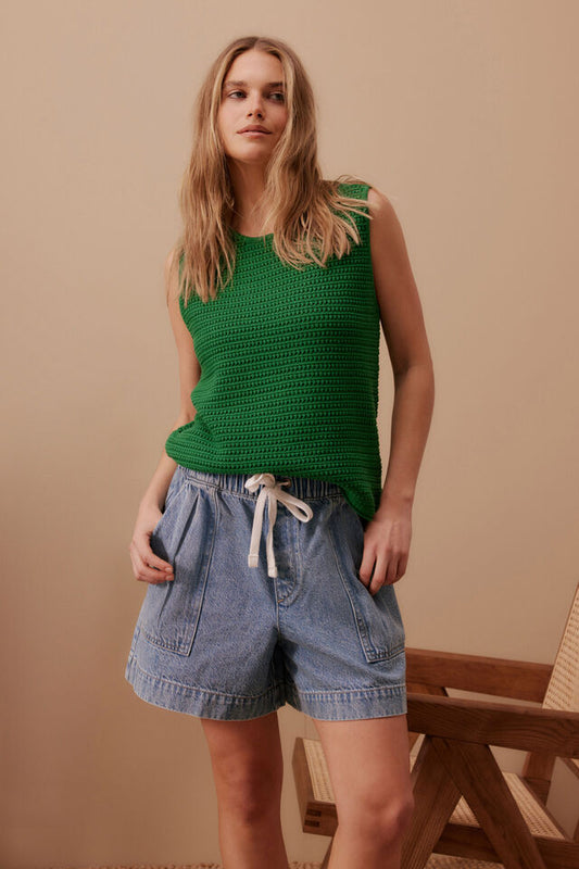 Ceres Life Margot Mesh Knit Tank - Kelly green