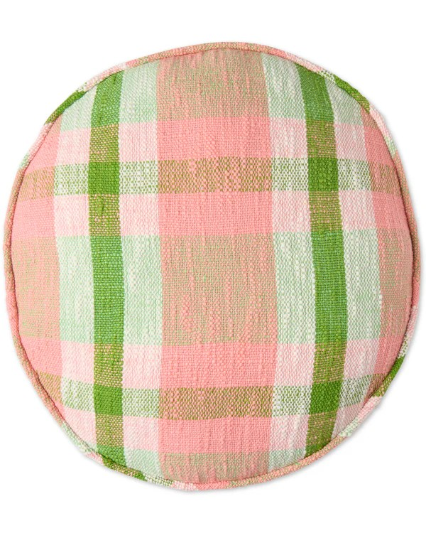 Kip and Co Pistachio Tartan Woven Pea Cushion