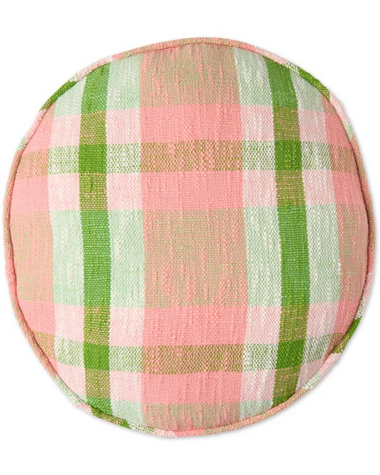 Kip and Co Pistachio Tartan Woven Pea Cushion