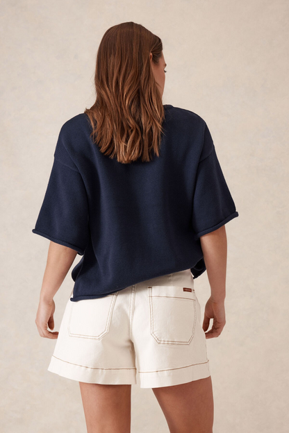 Ceres Life Esther Denim Patch Pocket Short Eggshell