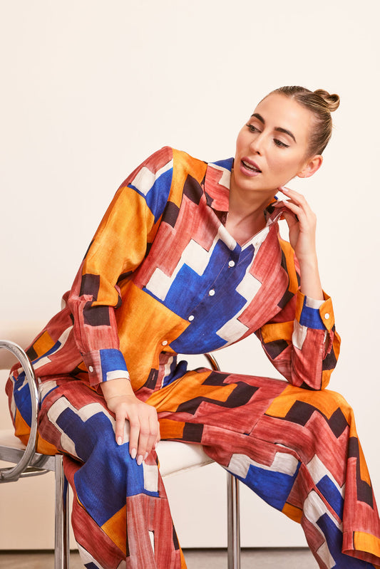 Kaleido Long Sleeve Shirt Copper Abstract
