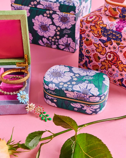 Kip and Co Tumbling Flowers Travel Velvet Jewellery Box