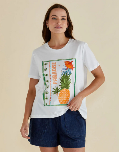 Betty Basics Ellia Crew Tee - Paradise Print