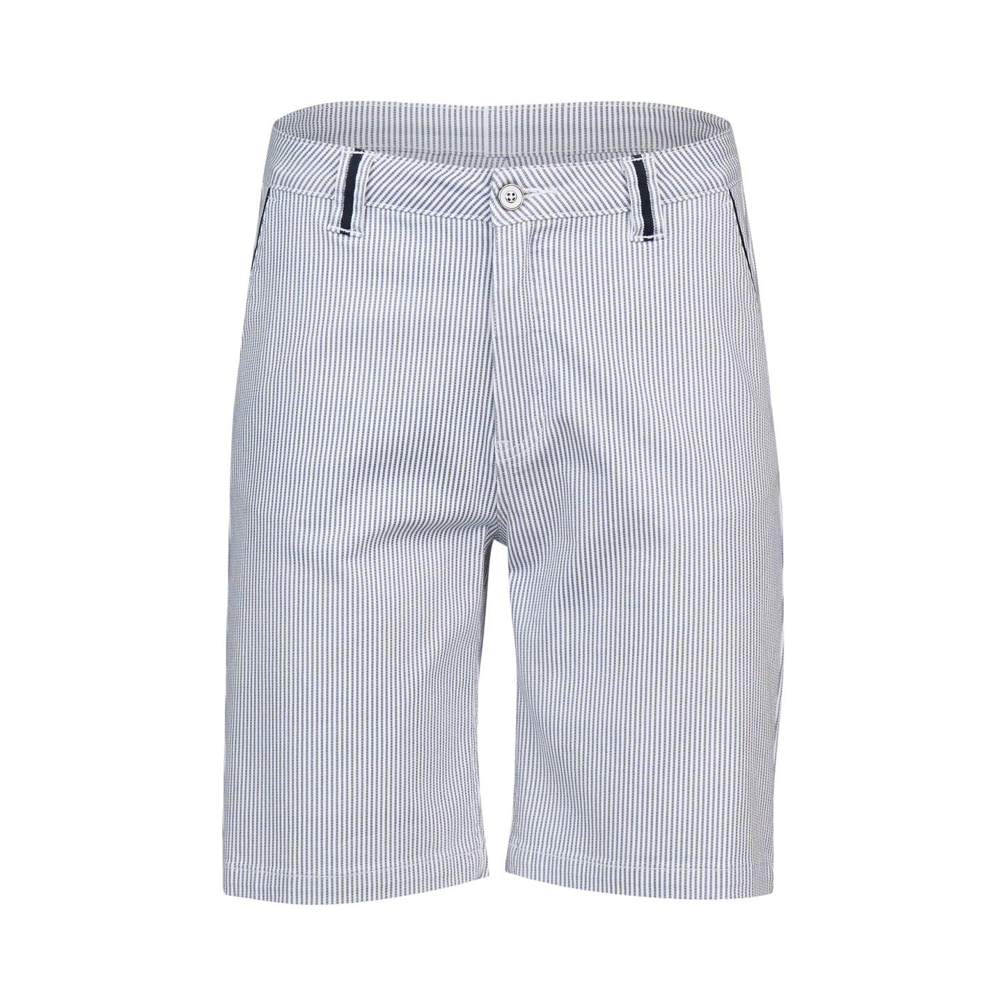 Vassalli Slim Leg Above Knee Short with Contrast Trim - Ink/White Stripe