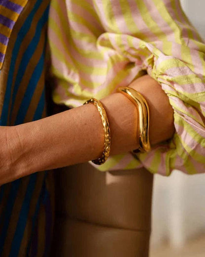 Greenwood Designs Alana Hammered Gold Textured Cuff Bangle