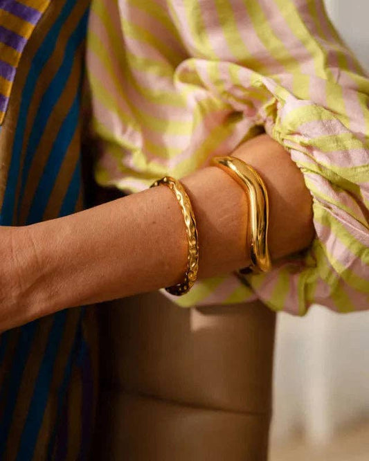 Greenwood Designs Alana Hammered Gold Textured Cuff Bangle