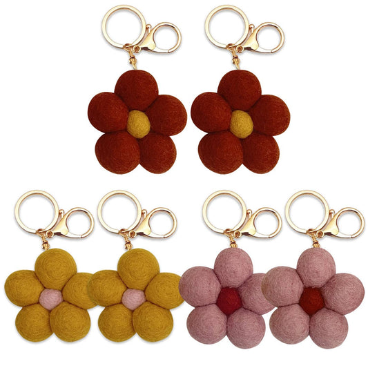 Felt Flower Keychain Charm