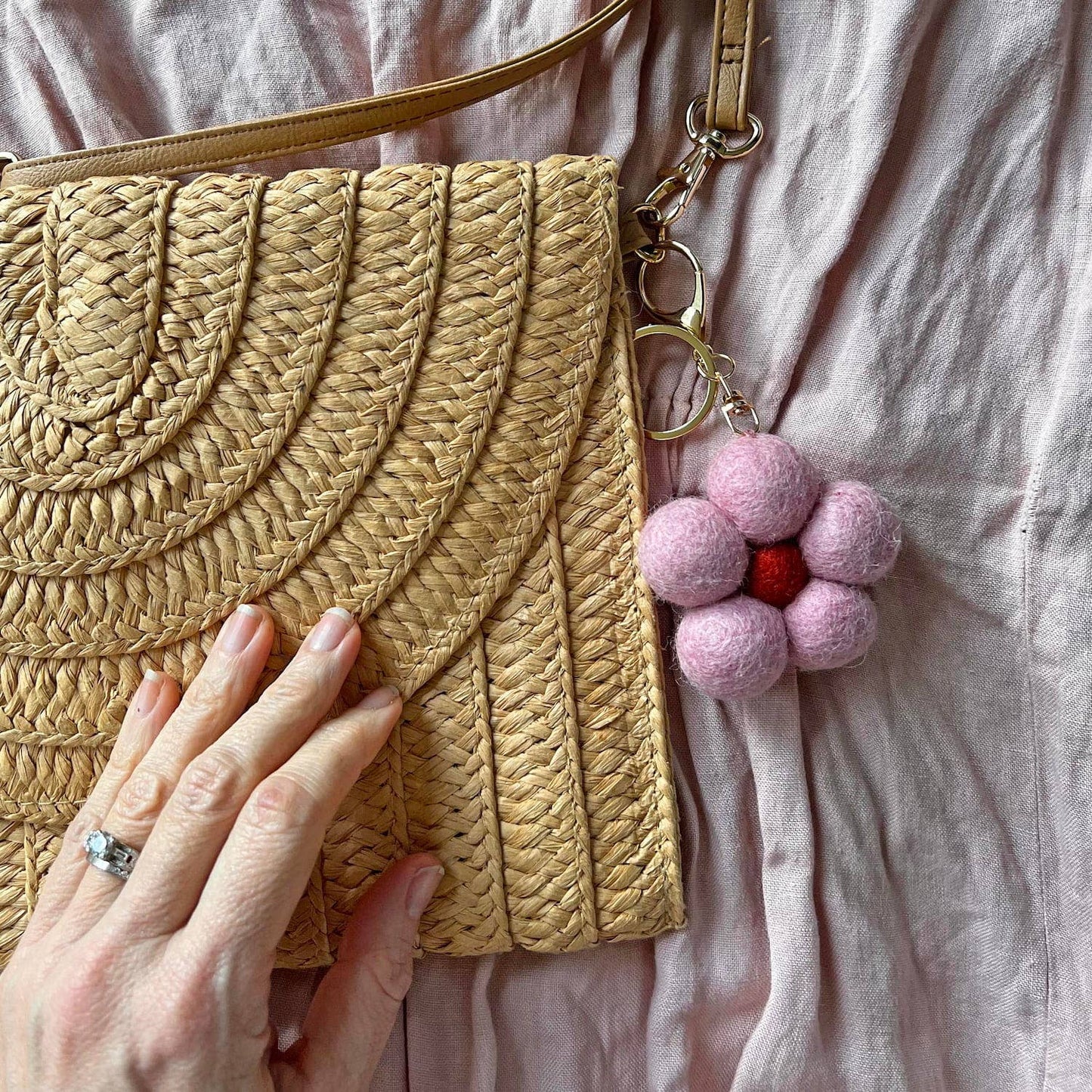 Felt Flower Keychain Charm