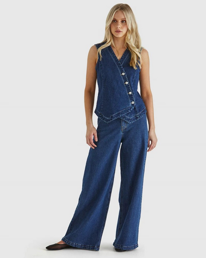 Sass Marza Vest 78 Wash Blue