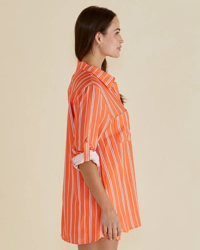 Betty Basics Womens Mills Shirt - Peach Stripe