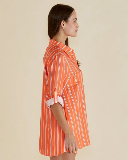 Betty Basics Womens Mills Shirt - Peach Stripe