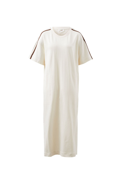Ceres Life Charlotte Midi Terry Dress - Winter White Side Stripe