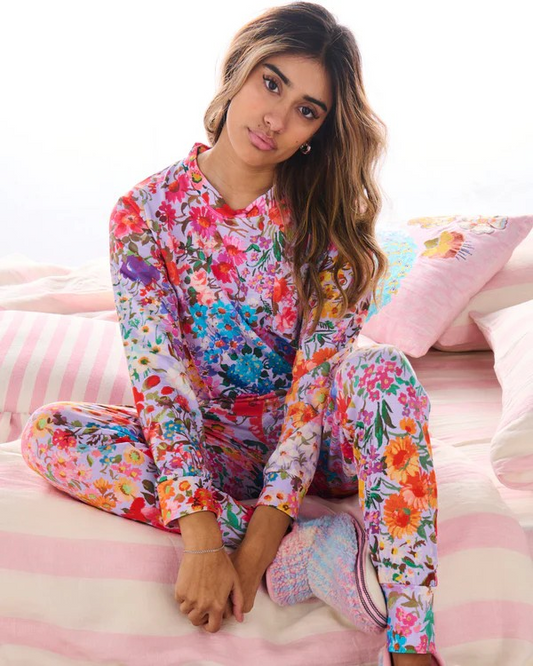 Kip and Co Forever Floral Lilac Organic Cotton Long Sleeve Top ans Slouch Pant Set
