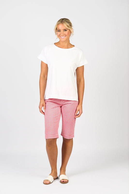 Vassalli Printed Lightweight Straight Leg Short - Red Gingham