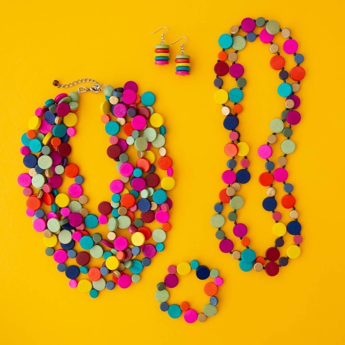 Smartie Multi Strand Wood Necklace: Multi