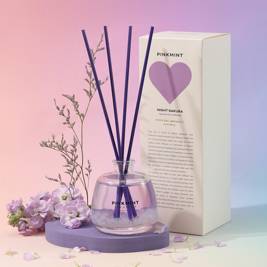 Pinkmint Night Sakura Reed Diffuser Crystal Infused